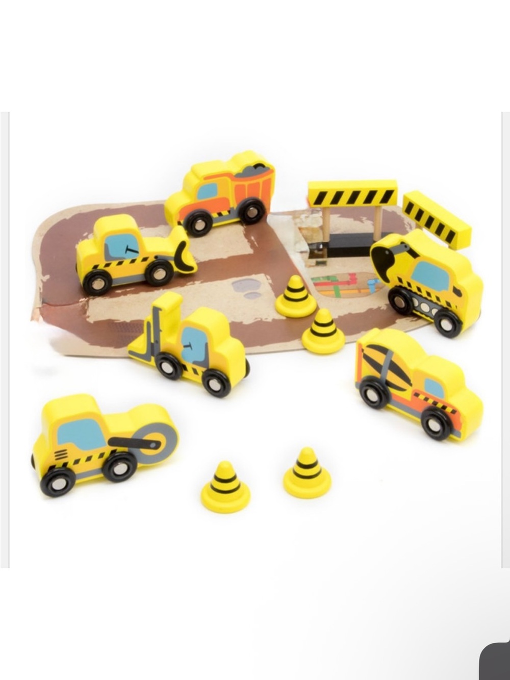 Kids Wooden Construction Vehicle Set - Yellow Play Vehicles